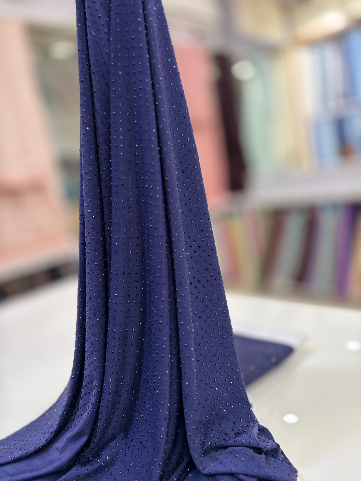 Rhinestone Polyester Lycra Fabric (52")