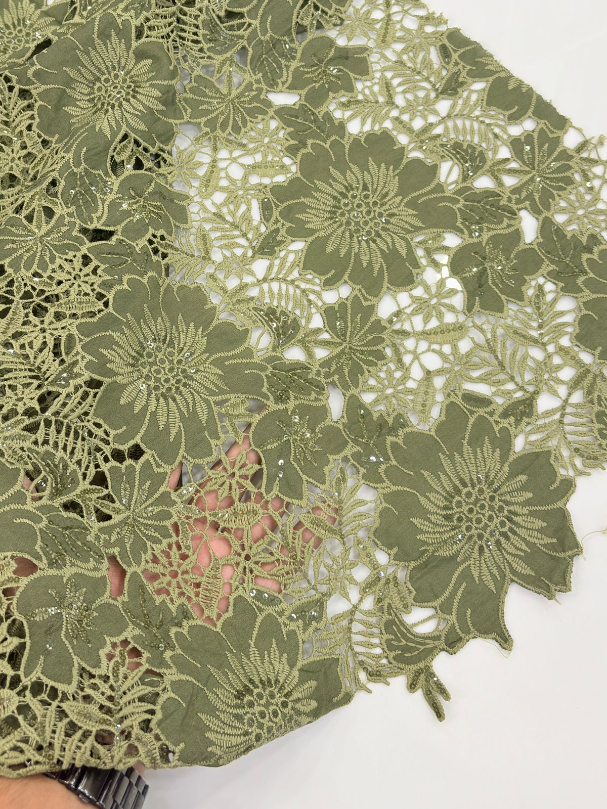 Floral Crepe Cutwork With Sequence (DC)