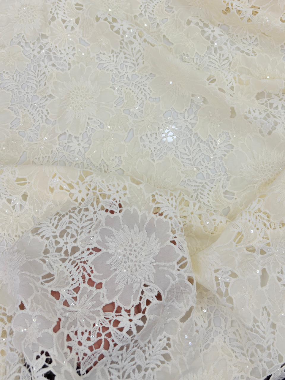 Floral Crepe Cutwork With Sequence (DC)