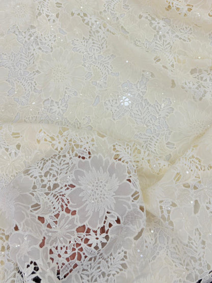 Floral Crepe Cutwork With Sequence (DC)