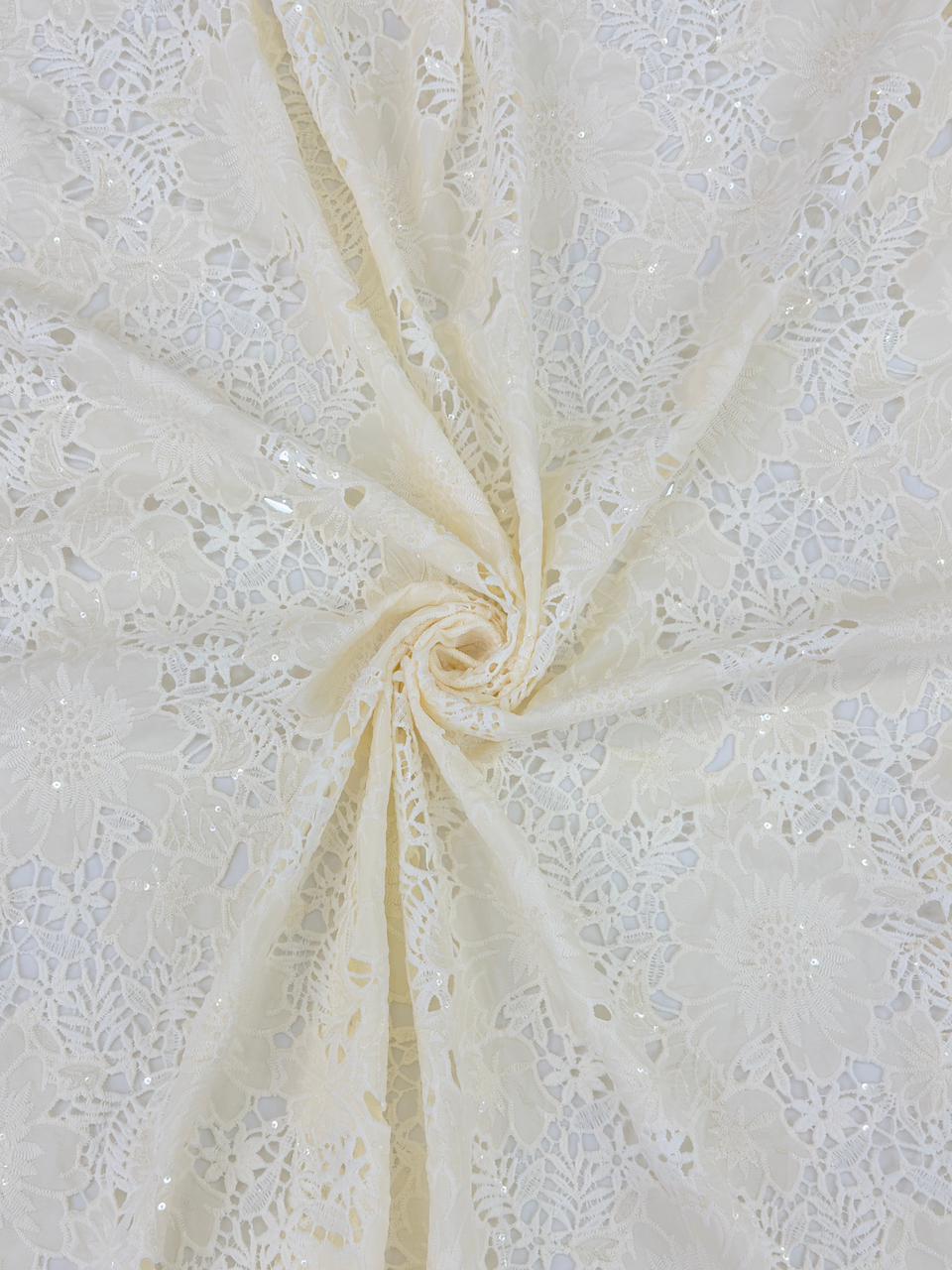 Floral Crepe Cutwork With Sequence (DC)