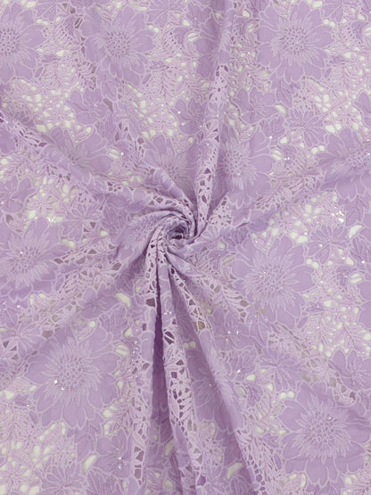 Floral Crepe Cutwork With Sequence (DC)