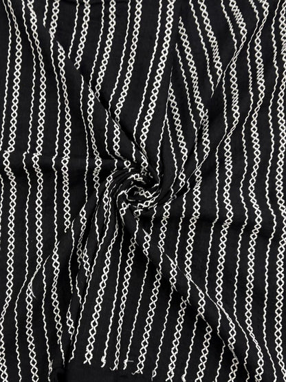 Cotton Embroidered Stripe Fabric