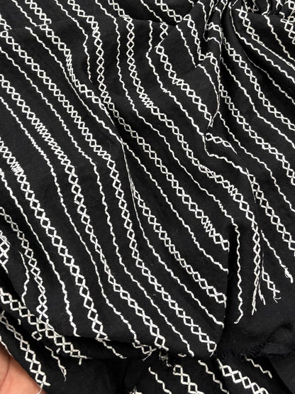 Cotton Embroidered Stripe Fabric