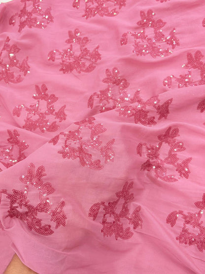 Sequin Embroidered Organza Fabric – 54” Width