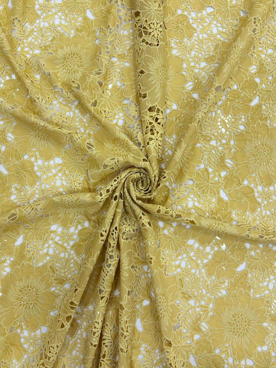 Floral Crepe Cutwork With Sequence
