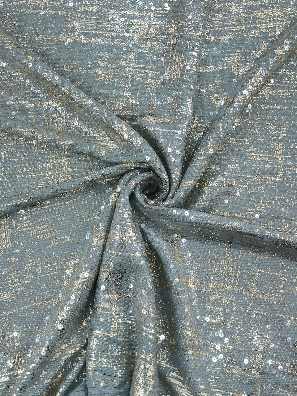 Transparent Sequin Mesh Fabric with Metallic Foil Print – 52” Work Width