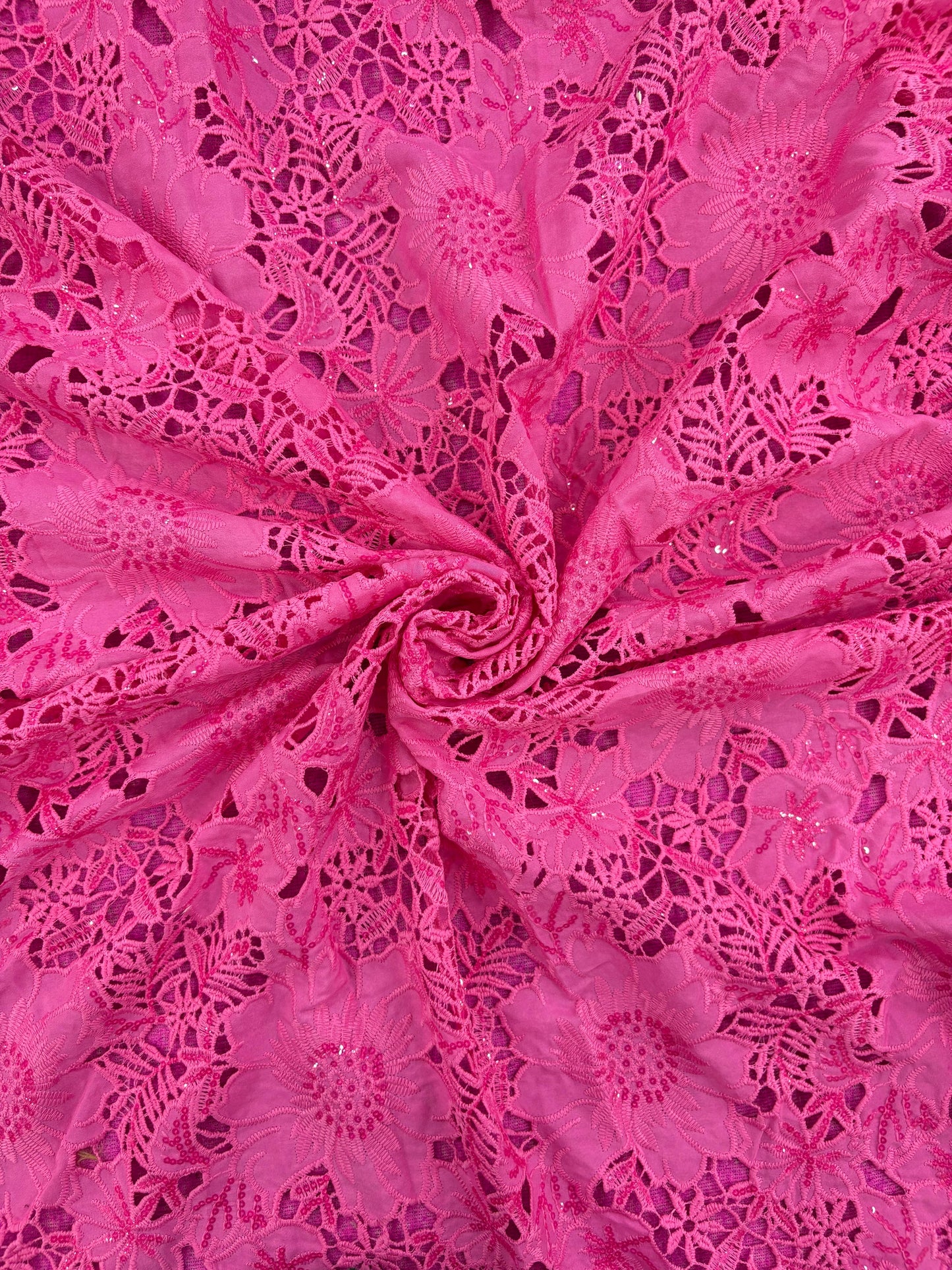 Floral Crepe Cutwork With Sequencw
