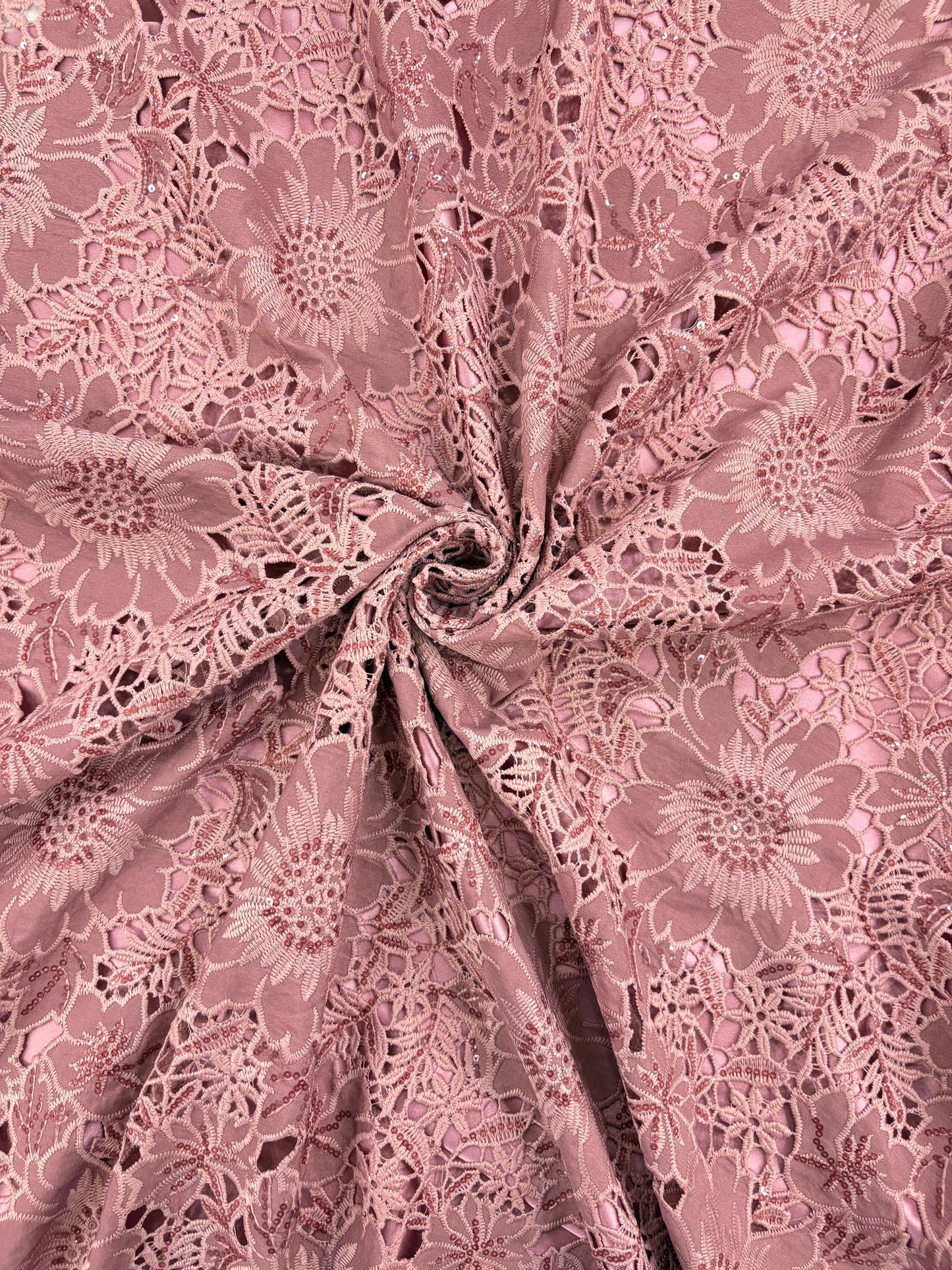 Floral Crepe Cutwork With Sequencw