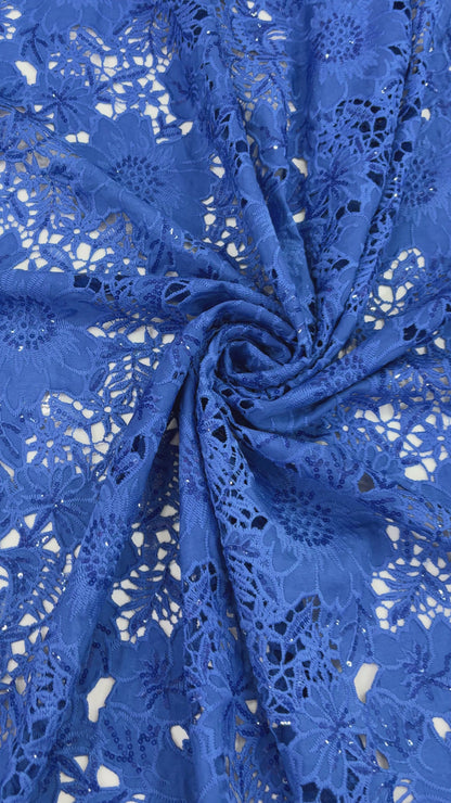 Floral Crepe Cutwork With Sequence (DC)